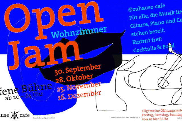gif of the zuhause cafe's open jam flyer