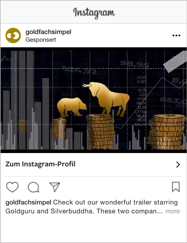 instagram post for goldfachsimpel, gold guru and silver buddha film, stock market, Dax and bear, coins, stock, trading, numbers , goldguru und silberbuddha